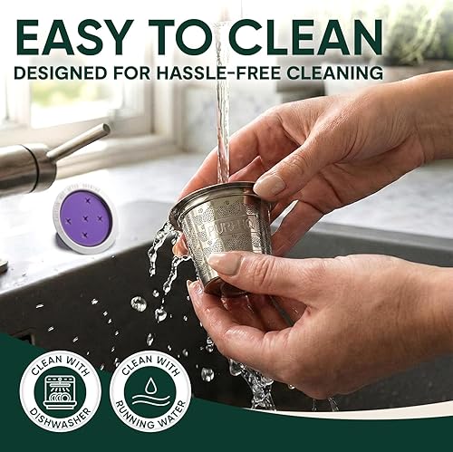 Miniatura 4 de PureHQ - Tazas K reutilizables para Keurig Taza K recargable de acero inoxidable para cafeteras Keurig K Supreme, K-Duo Gen 2 y K Slim, Kcups