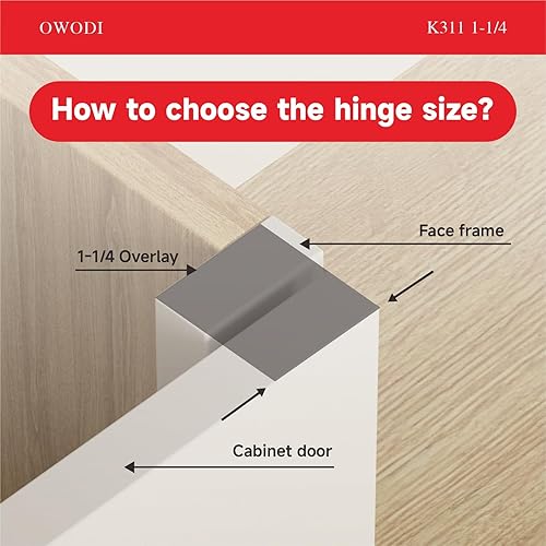 Miniatura 7 de Paquete de 20 bisagras de gabinete de cierre suave superpuestas de 1-14 pulgadas para marco de cara, bisagras ocultas para puerta de gabinete,