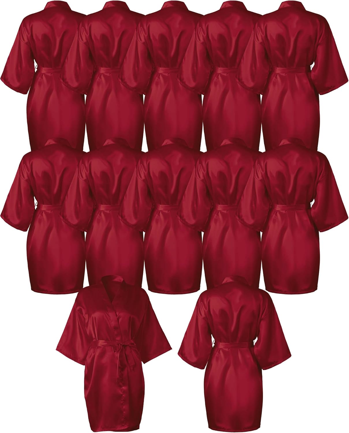Patelai satin kimono robes for bridesmaids (12-pack, claret)