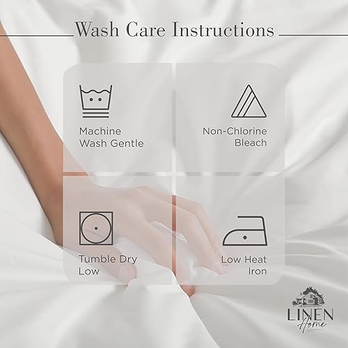 Miniatura 5 de Linen Home Juego de sábanas 100% de percal de algodón, fresco, ligero, sólido, tamaño king, 4 piezas, 1 sábana encimera, 1 ajustable, bolsillos