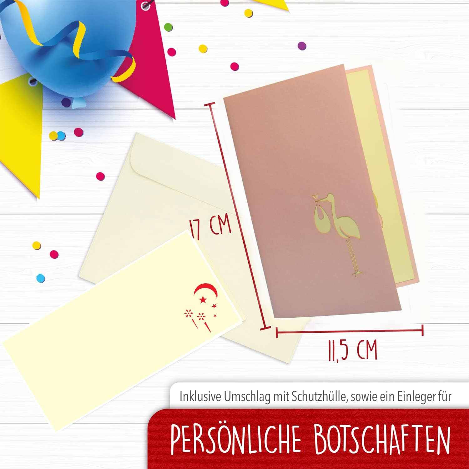 LIN17818, Pop Up 3D Greeting Card, Congratulations, New Born Baby Girl, Birth, Gift Voucher, Baby Crib, N98