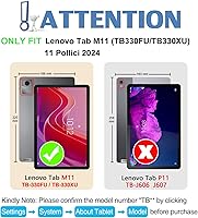 Vista 2 de Funda con teclado para Lenovo Tab M11 de 11 pulgadas 2024 (TB330FU/TB330XU), 7 colores con retroiluminación de arco iris desmontable Bluetooth
