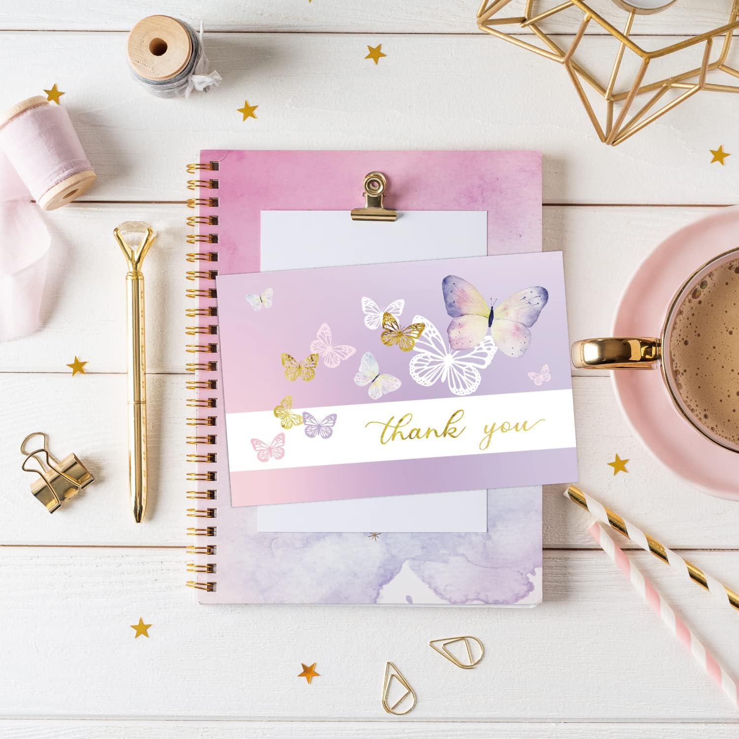 Gooji 4x6 Purple Butterfly Thank You Cards Multipack with Envelopes Bulk 20-Pack Peel-and-Seal Envelopes, Birthday Party, Baby Shower, Bridal Shower, Weddings, Small Business - Image 2