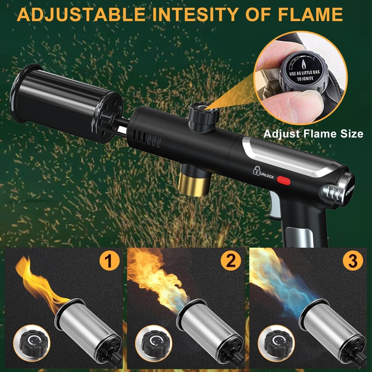 Flame Thrower Gun, Powerful Propane Torch propane torch weed burner with Adjustable Flame for BBQ Grilling, Charcoal Igniting, Cooking, DIY Projects Tank Not Included(1Set）