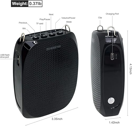 Miniatura 9 de ZOWEETEK Amplificador de voz para enseñanza, amplificador de voz con micrófono, amplificador de voz portátil para profesores, entrenadores,