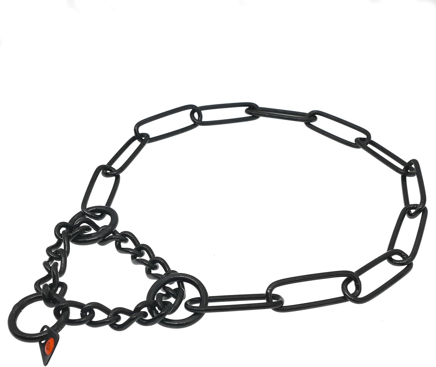 Herm Sprenger Black Stainless Steel Fur Saver Dog Collar Long Link Professional Training Collar Assembly Chain Correction Slip Chain for Medium Large Dogs Made in Germany (25in (Neck Size 20-23 in))
