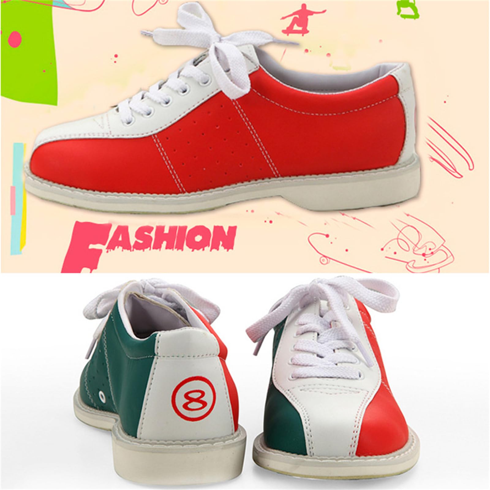 JiuQing Bowlingschuhe Herren Damen Mikrofaser Gleitsohle Für Anfänger Bowling-Trainingsschuhe