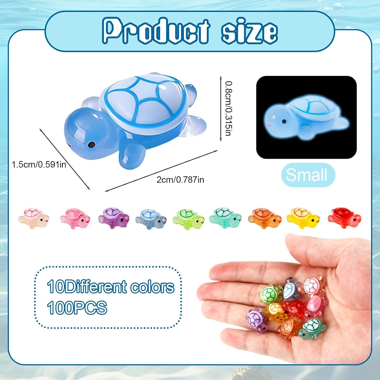 100PCS Mini Resin Turtles, Small Colorful Turtle Figurines Bulk Set