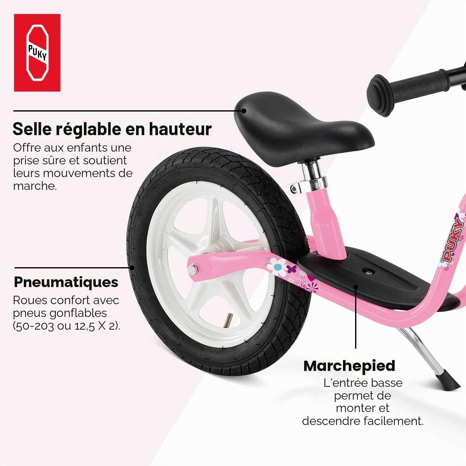 PUKY LR 1L Vélo d'exercice | Ergonomie optimale | Pneus 12,5" | Normes de sécurité les plus élevées | Cadre en acier stable | Avec béquille latérale | Charge utile max. 25 kg | À partir de 2 et demi