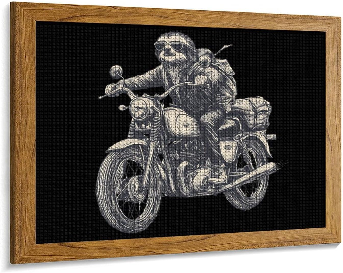 Sloth Old-School Motorcycle Ride Printed Diamond 5D Painting Kits DIY Full Drill Crafts for Home Wall Decor 16x20 Inch Yellow Wood 50 * 40cm