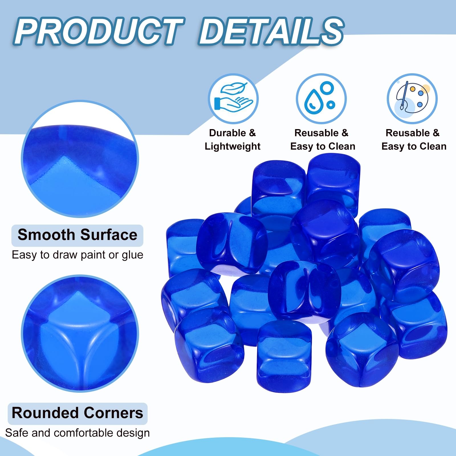 PATIKIL 16mm Clear Acrylic Dice Blank - Image 3