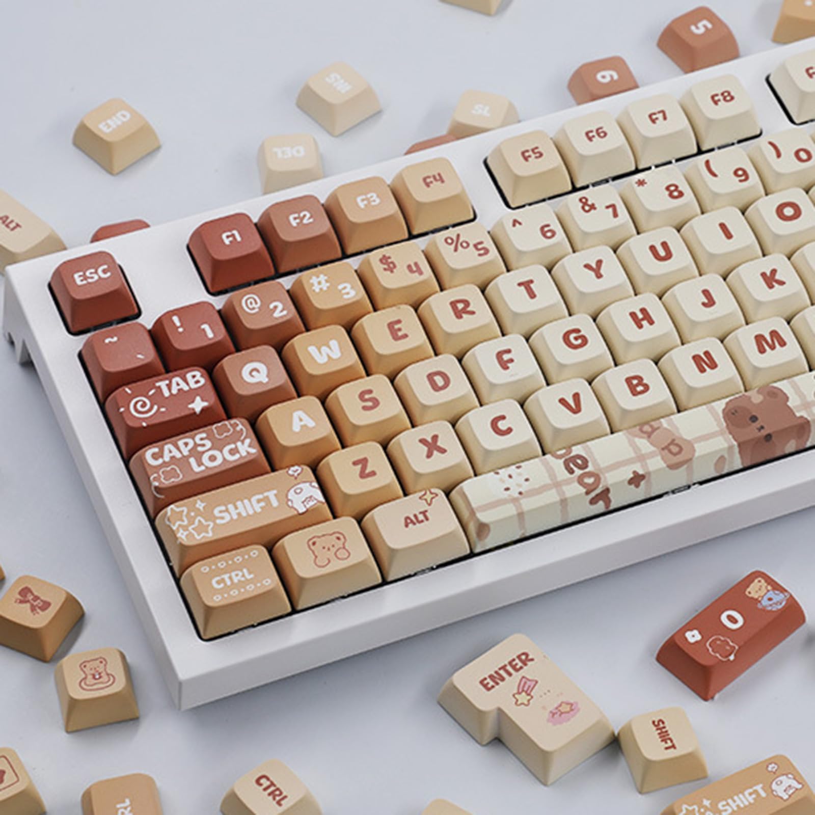 Amazon | 133キー メカニカルキーボードキーキャップ かわいいクマ XDA