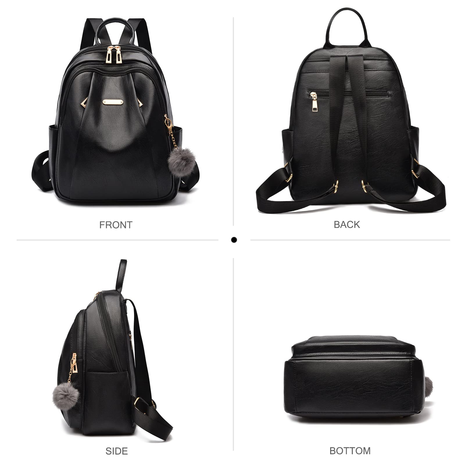 NICOLE & DORIS Borsa a Zainetto Donna Zaino Elegante Pelle PU Zaino Antifurto Impermeabile Casual Daypack Zainetti Grande Capienza Zaini per Città Viaggio Lavoro Bianco