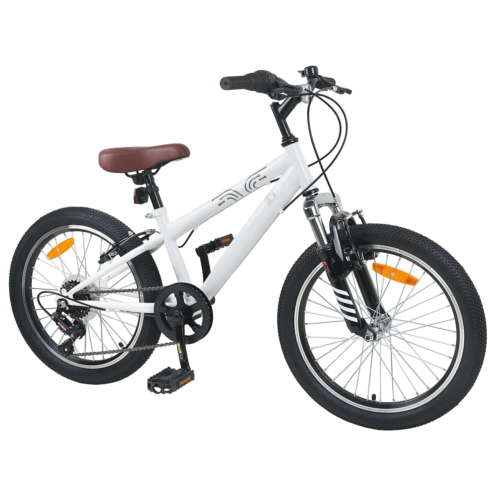 vidaXL Vélo de Montagne 24 Pouces 6-Vitesse pour Les 8-12 Ans Blanc, Vélo de Montagne Dynamique, siège réglable, Parfait pour Les sentiers, Aventures Multi-Terrain, balades urbaines