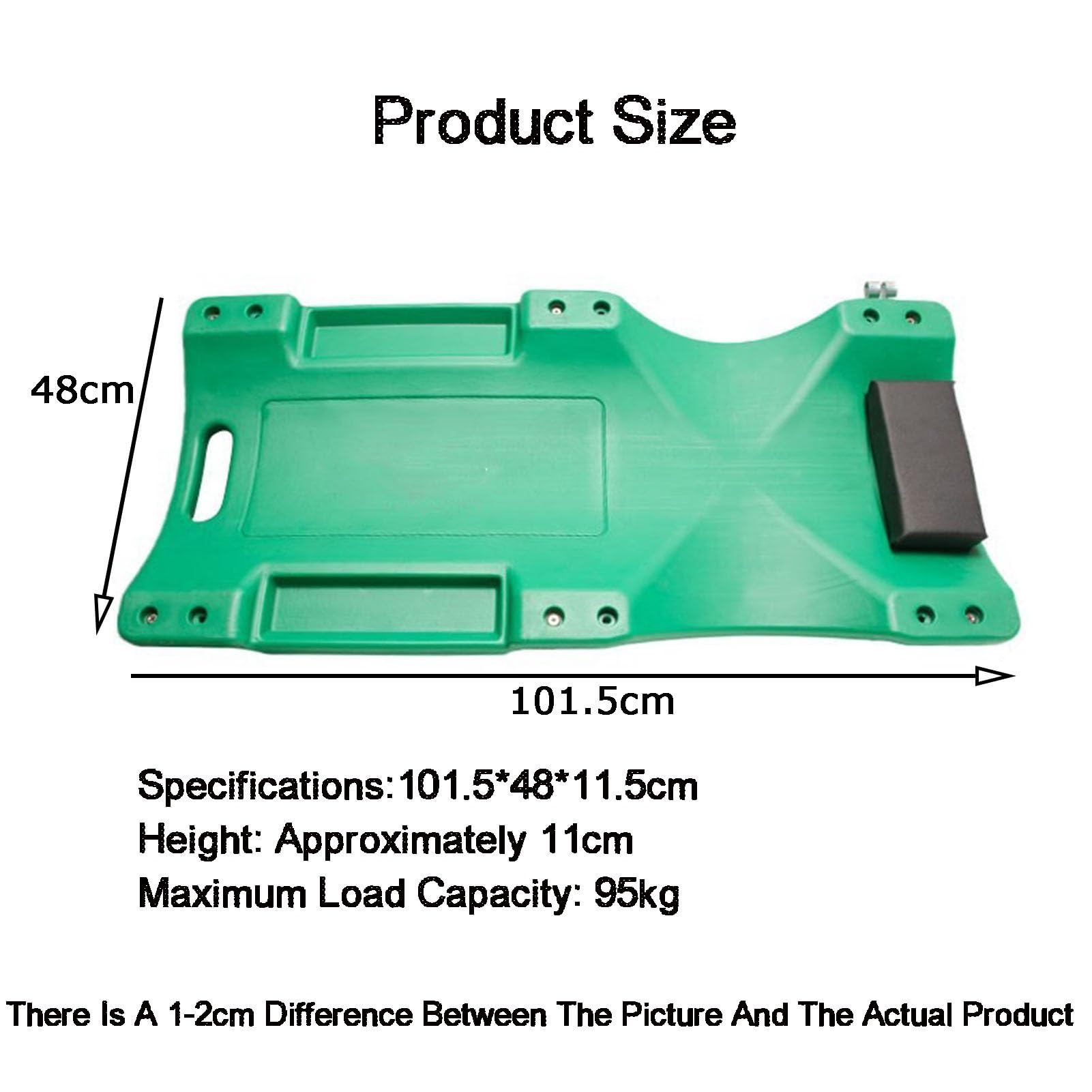 Genérico Carro Mecánico De Reparación De Automóviles con Ruedas De Plástico,Enredadera Mecánica con Bandejas Magnéticas,para Mantenimiento Automotriz(Green,48x101.5cm)