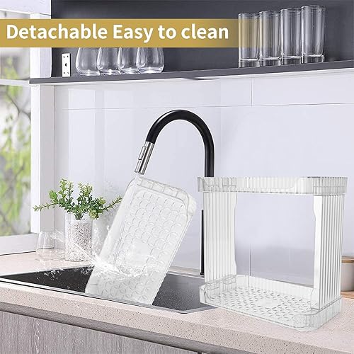 Miniatura 5 de Organizador acrílico de 2 niveles para mostrador de baño, organizador de maquillaje para tocador, estante organizador transparente para