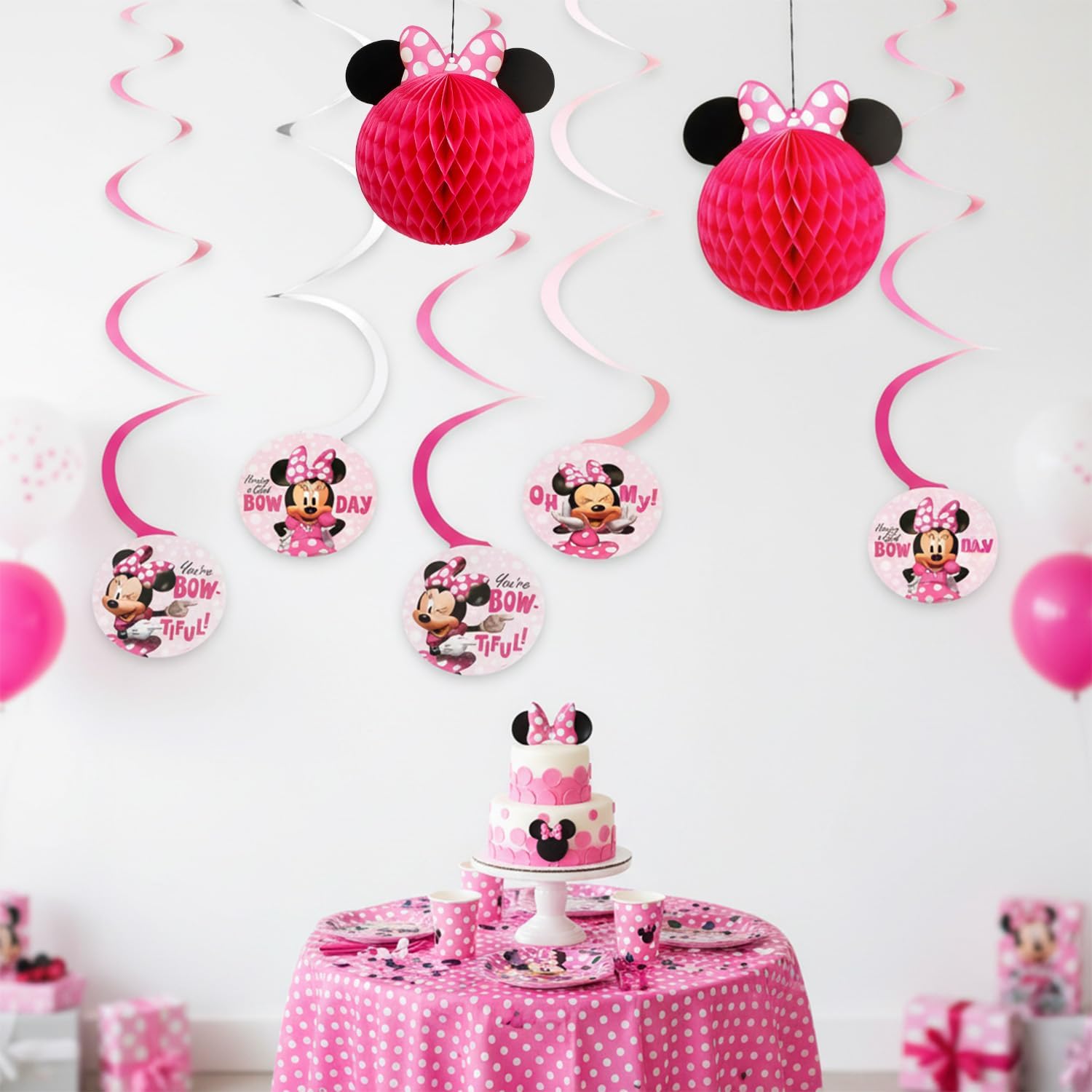 Minnie Mouse Party Decorations Kit - 36pc Hanging Danglers for Birthday Plus More | Disney Minnie Party Supplies Bundle image 4