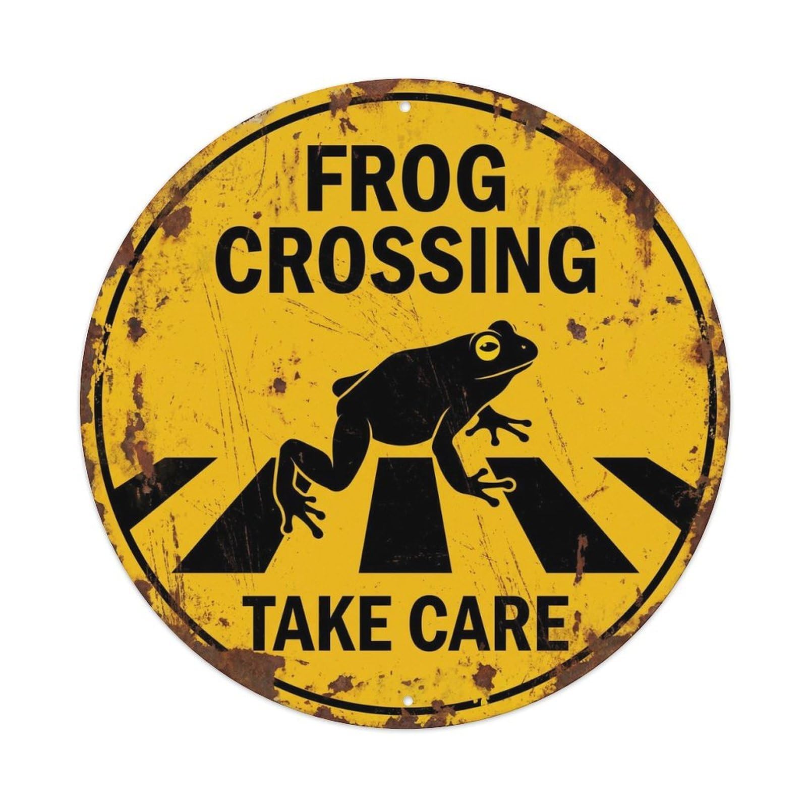 Frog Crossing Take Care Classic Metal Tin Sign