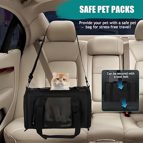 Miniatura 7 de Top tasta Transportador de mascotas para gatos pequeños, medianos y grandes, transportador de lados suaves, portátil, plegable, aprobado por