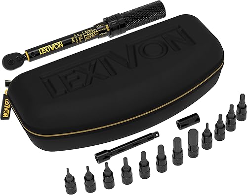 Vista 8 de LEXIVON Llave dinamométrica para bicicleta de 1/4 de pulgada Dr. Kit de 15 piezas Engranaje de 72 dientes, tipo de clic de doble dirección 2~26