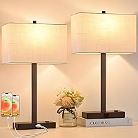 Vista 18 de Lynnoland Juego de 2 lámparas de noche de 21 pulgadas con tomas USB A+C y CA, control táctil, regulables de 3 vías, para dormitorio, sala de estar