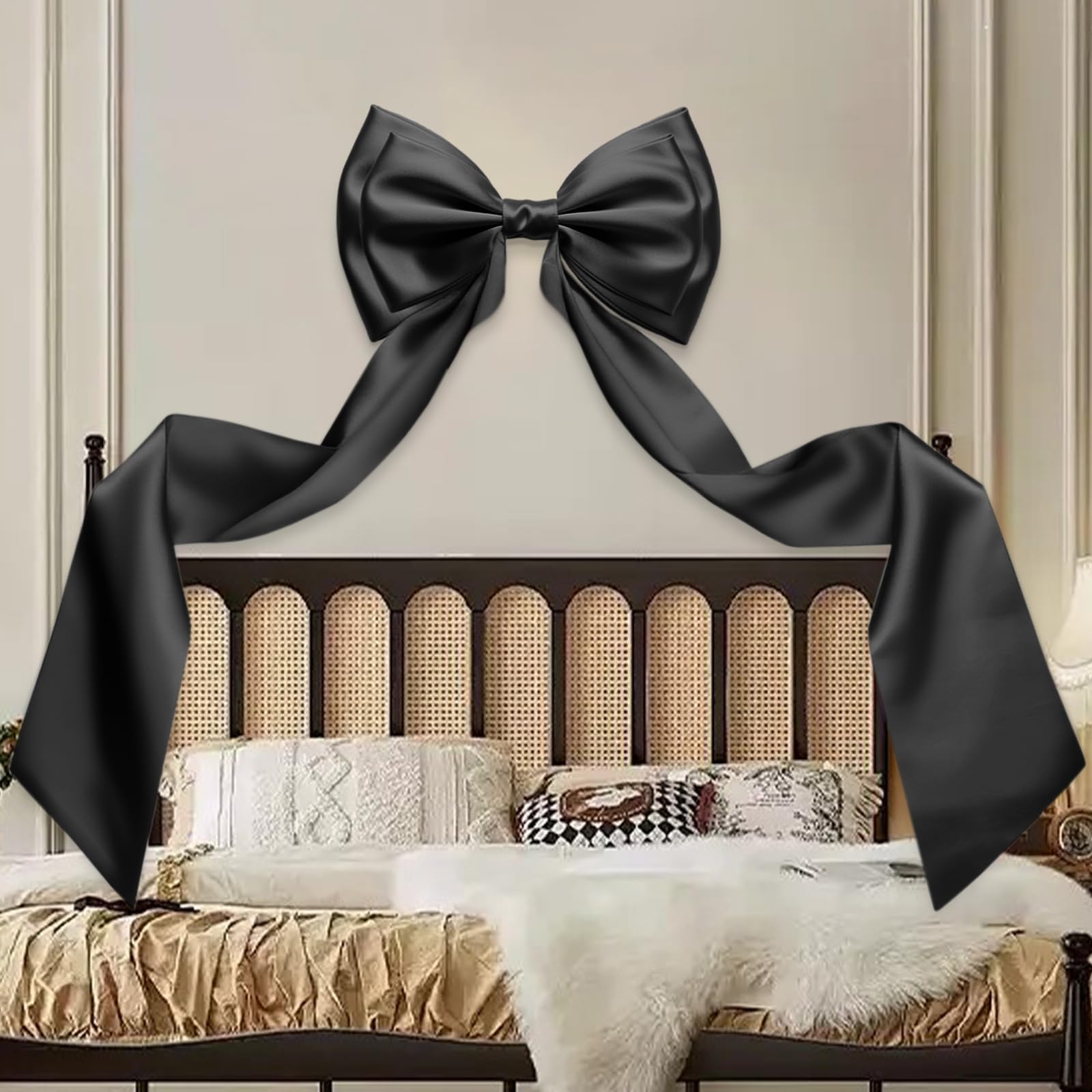 AZEAM Decorazione a fiocco gigante, grande fiocco per sfondo con nastro posteriore, 200 x 50 cm, grandi fiocchi in raso per decorazione, fiocchi per coquette, decorazione per feste di compleanno