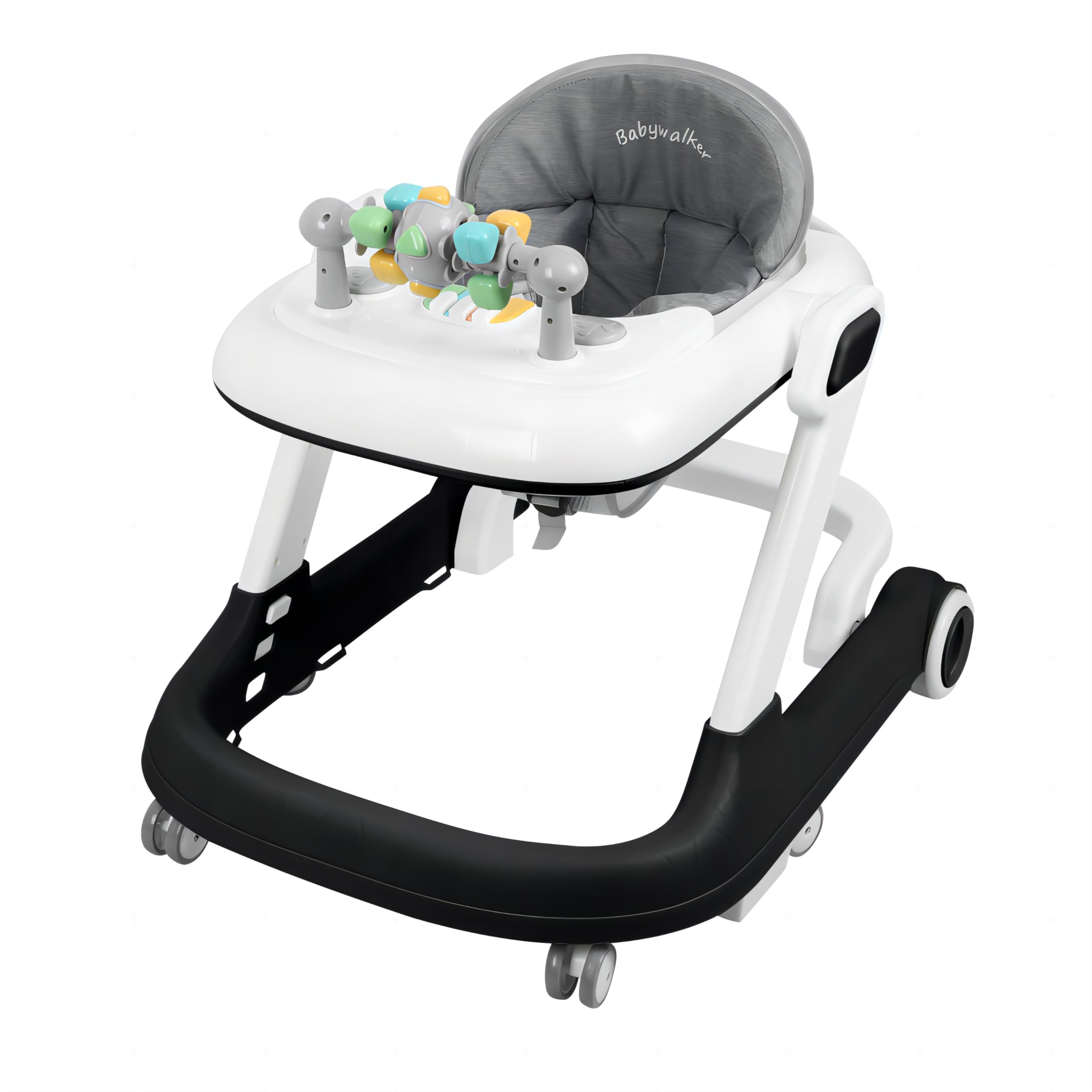 Andadores y Centro de Actividades 2 en 1, Andador Escalable para Bebé con Centro de Juego y Altura Ajustable, Andador Empujador Bebé a partir de 6 Meses (Negro II)