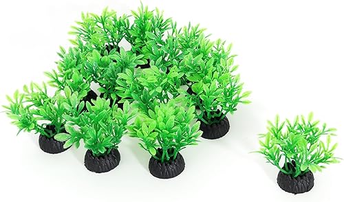 Decoraciones para peceras de acuario, 12 piezas pequeñas de plástico artificial verde para pecera, adornos seguros para peces Betta