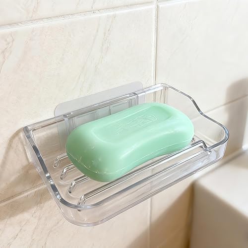 Soporte de barra de jabón para ducha montado en la pared, contenedor de jabonera, adhesivo fuerte, sin perforaciones, para baño, fregadero de