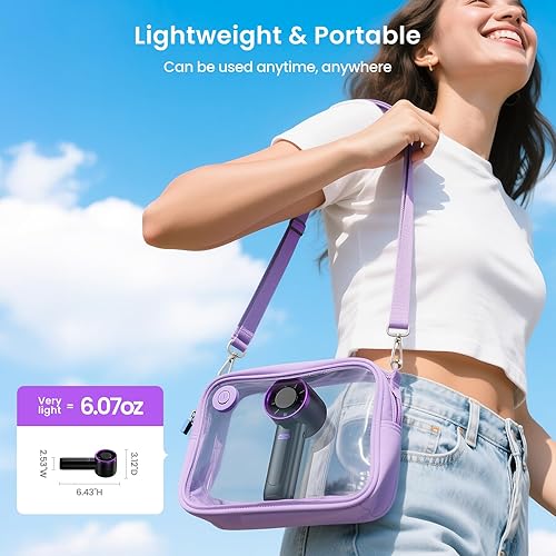 Miniatura 7 de Mini ventilador portátil, ventilador de mano recargable por USB, ventilador personal de 3 velocidades con base de escritorio y pantalla LED,