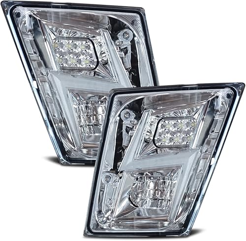 Miniatura 1 de FIT Volvo VNL VN Luz antiniebla LED completa cromada izquierda del conductor y lado derecho del pasajero para 2004 2005 2006 2007 2008 2009 2010