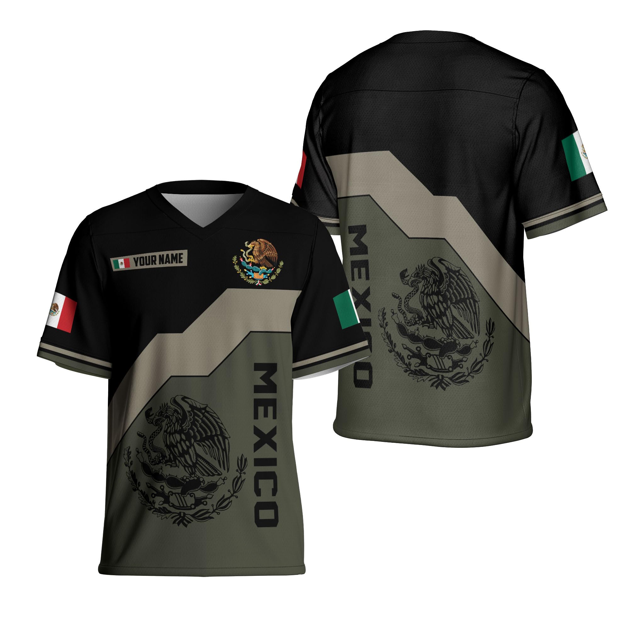 Artparel Custom Mexico Soccer Jersey Mexican Flag Jerseys Sports Shirt Mexico Soccer Shirts for Men Mexico Eagle Flag Jersey (Polyester, MXC13)