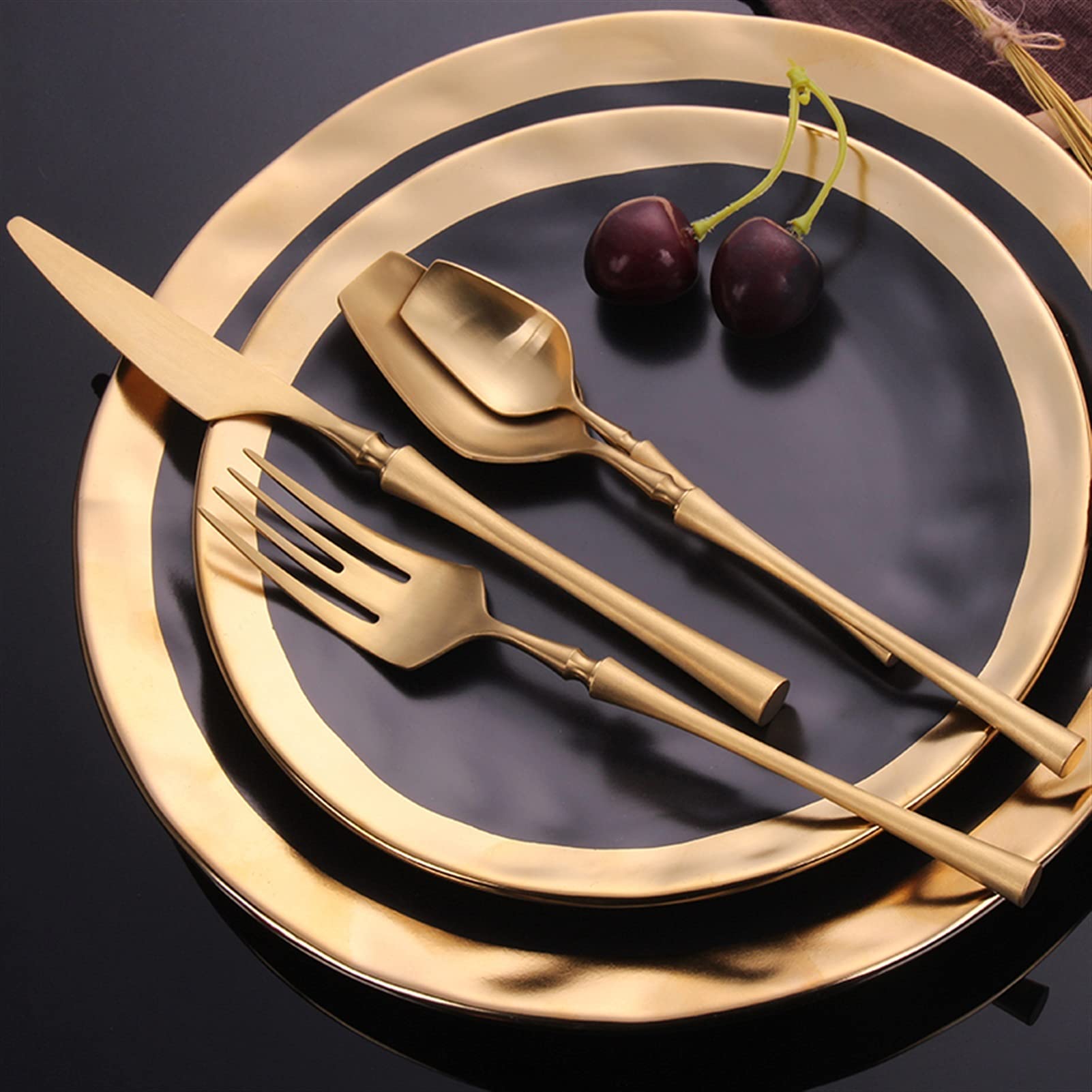 Edelstahlbesteck Set Gold Geschirr Set Western Food Tischbesteck Geschirr Geschirr Gabeln Messer Löffel (Color : 2set-8piece)