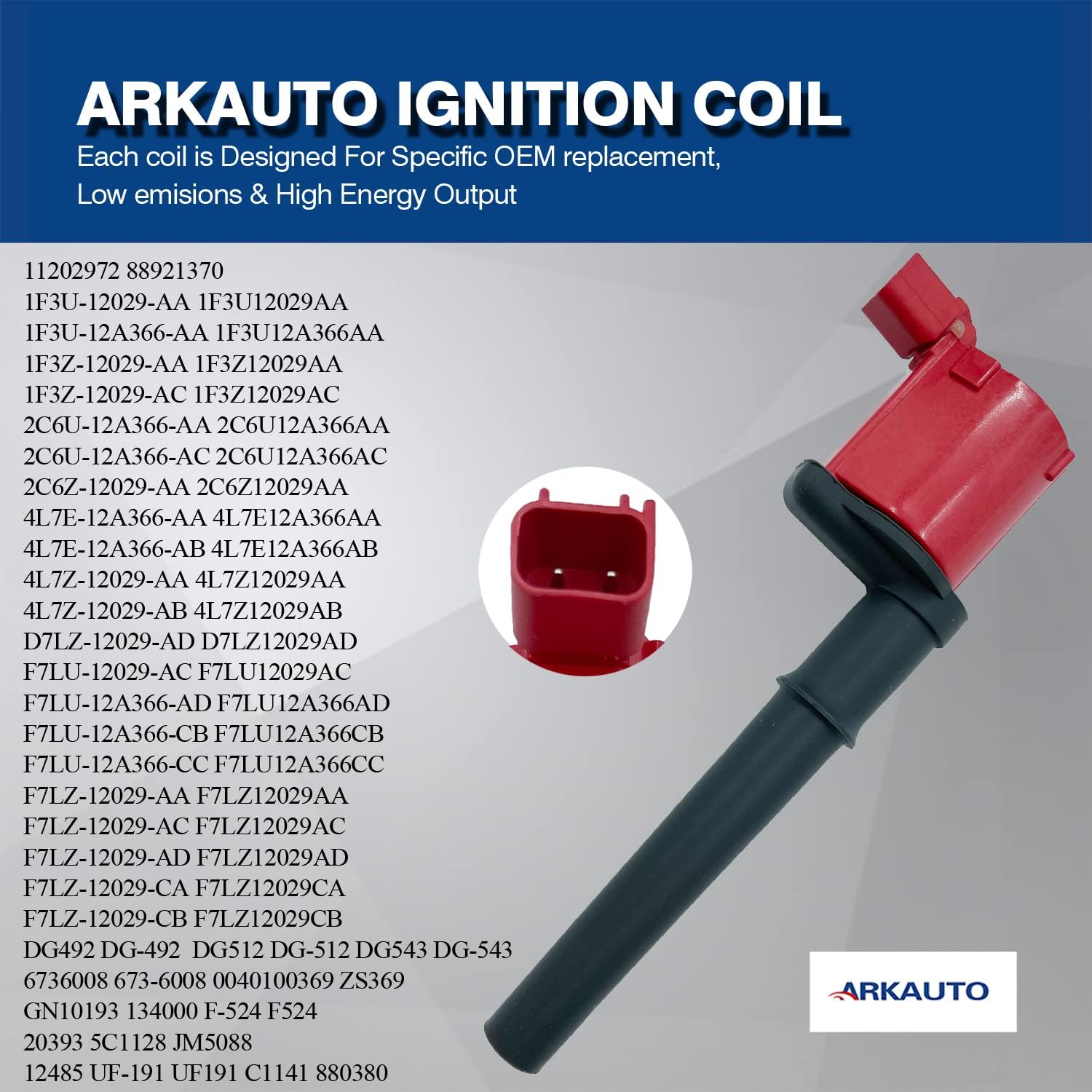 Set of 8 HIGH ENERGY Ignition Coil Pack Compatible with Ford Mustang Lincoln Navigator Continental Mark VIII Aviator Panoz 4.6L 5.4L V8 Replacement for DG512 UF191 C1141 ARK-IG191-R