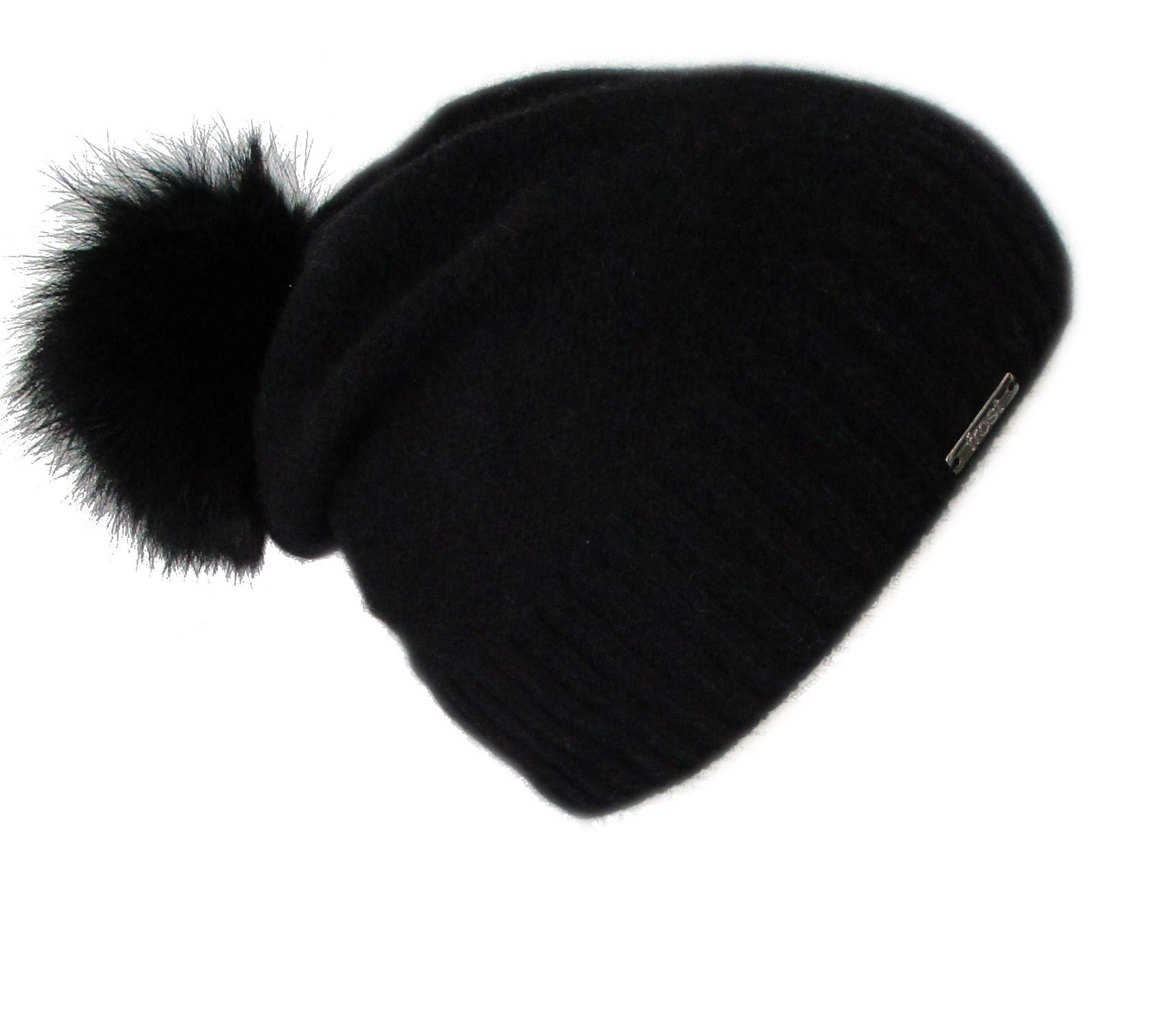 Frost HatsCashmere Fleece Lined Hat with Rabbit Fur Pom CSH1033R