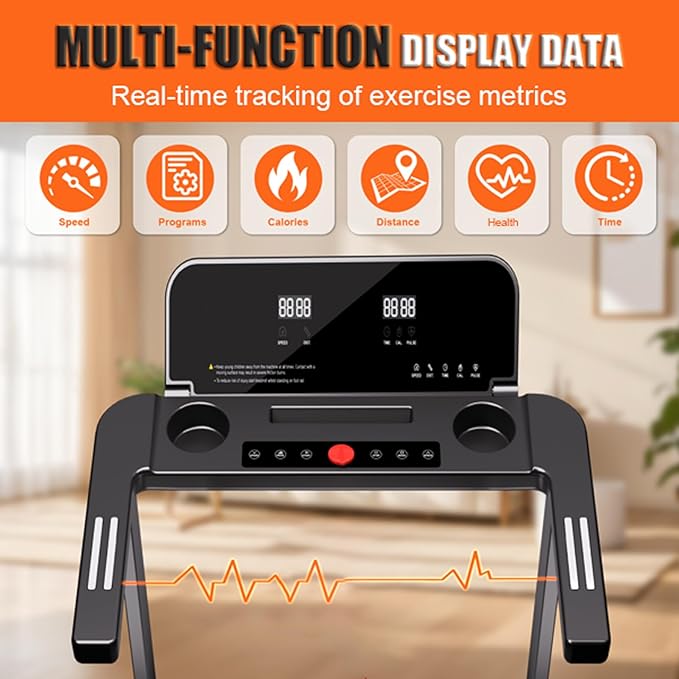 Caminadora Plegable con Barra para Casa y Oficina, Capacidad 300 lb miniatura 3