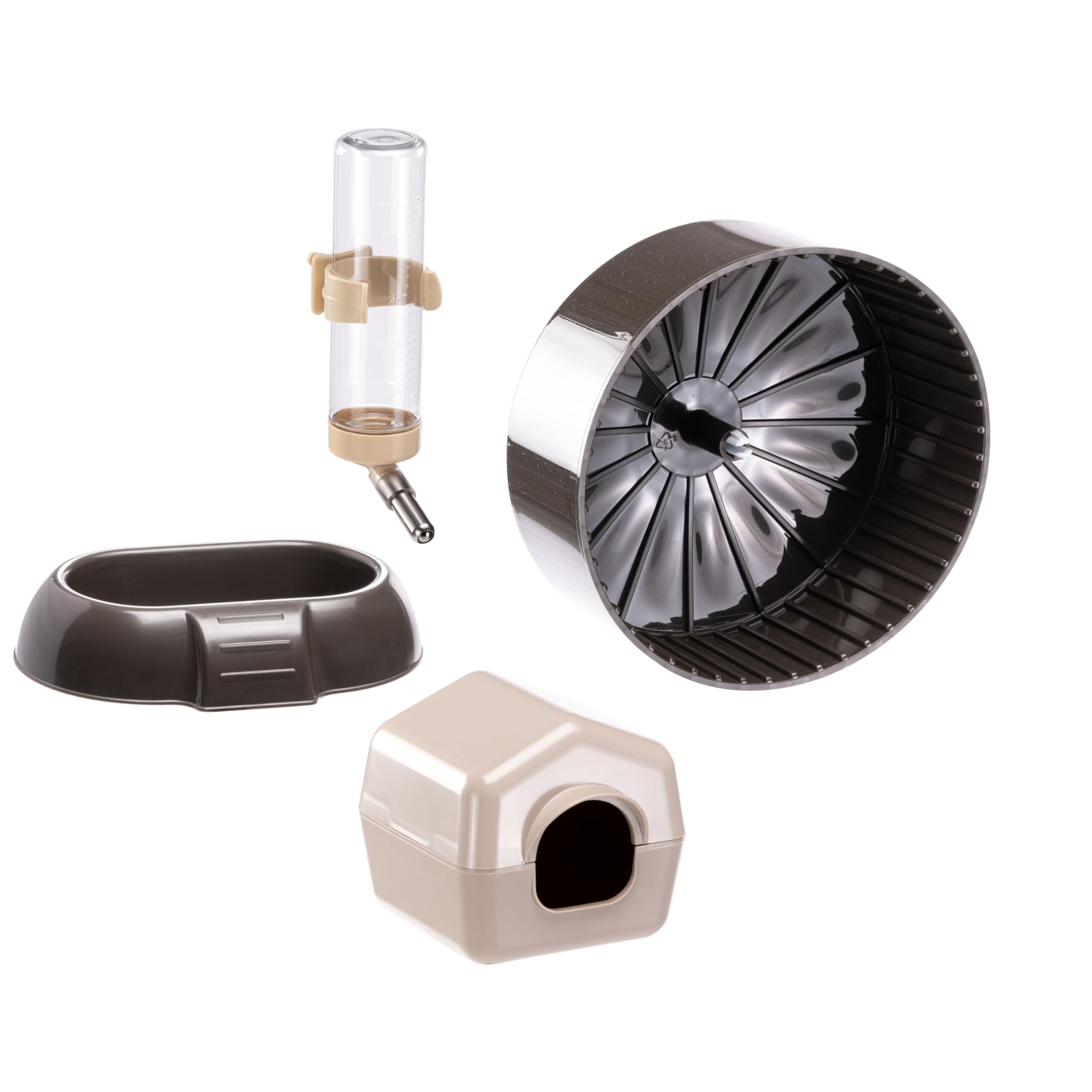 Ferplast Gabbia per criceti DOMSTER, Gabbia per topi a 3 livelli, con accessori, piattaforme e scale, metallo verniciato e legno FSC, base trasparente, gabbia per criceti in legno 80 x 50 x h 56 cm