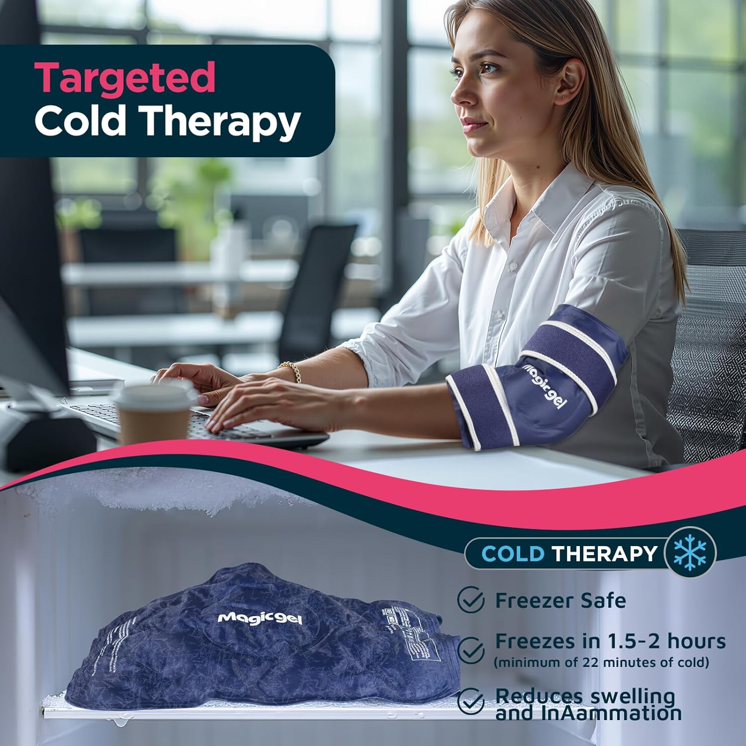 Magic Gel Elbow Ice Pack Wrap - Reusable and Adjustable Arm Sleeve for Cold Compression - Pitchers Tennis Players Baseball Players Men Women - Easy to Freeze - Image 7