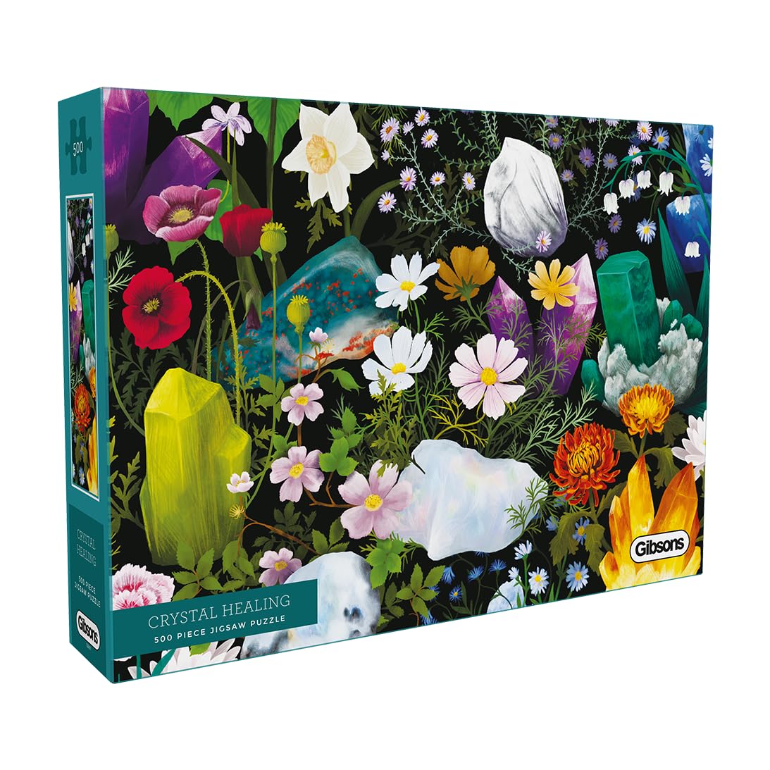 Gibsons Crystal Healing 500 Piece Jigsaw Puzzle Beautiful Colourful Crystals Nature Artwork Sustainable Jigsaw Puzzle for Adults Teens | Premium 100% Recycled Board | Great Gift | Gibsons Games