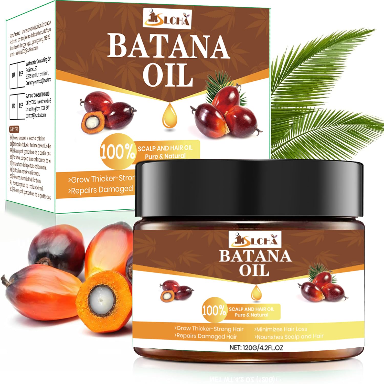 Raw Batana Oil for Hair Growth - Unrefined 100% Natural Dr. Sebi Batana Oil From Honduras, for Hair Loss Treatment Scalp Care, Eliminates Split Ends & Increases Shine (1 Pack)