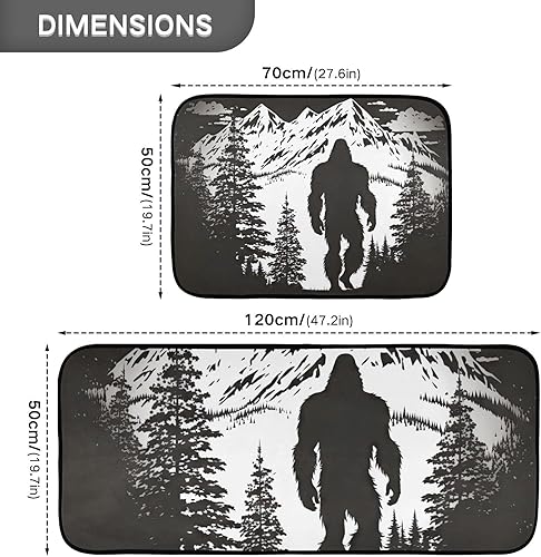 Miniatura 3 de ZENWAWA Kitchen Mat Sasquatch Forest 2 Pcs Set Anti Fatigue Kitchen Rugs Cushioned Water Absorbant Non Slip Decorative Floor Mats for Kitchen