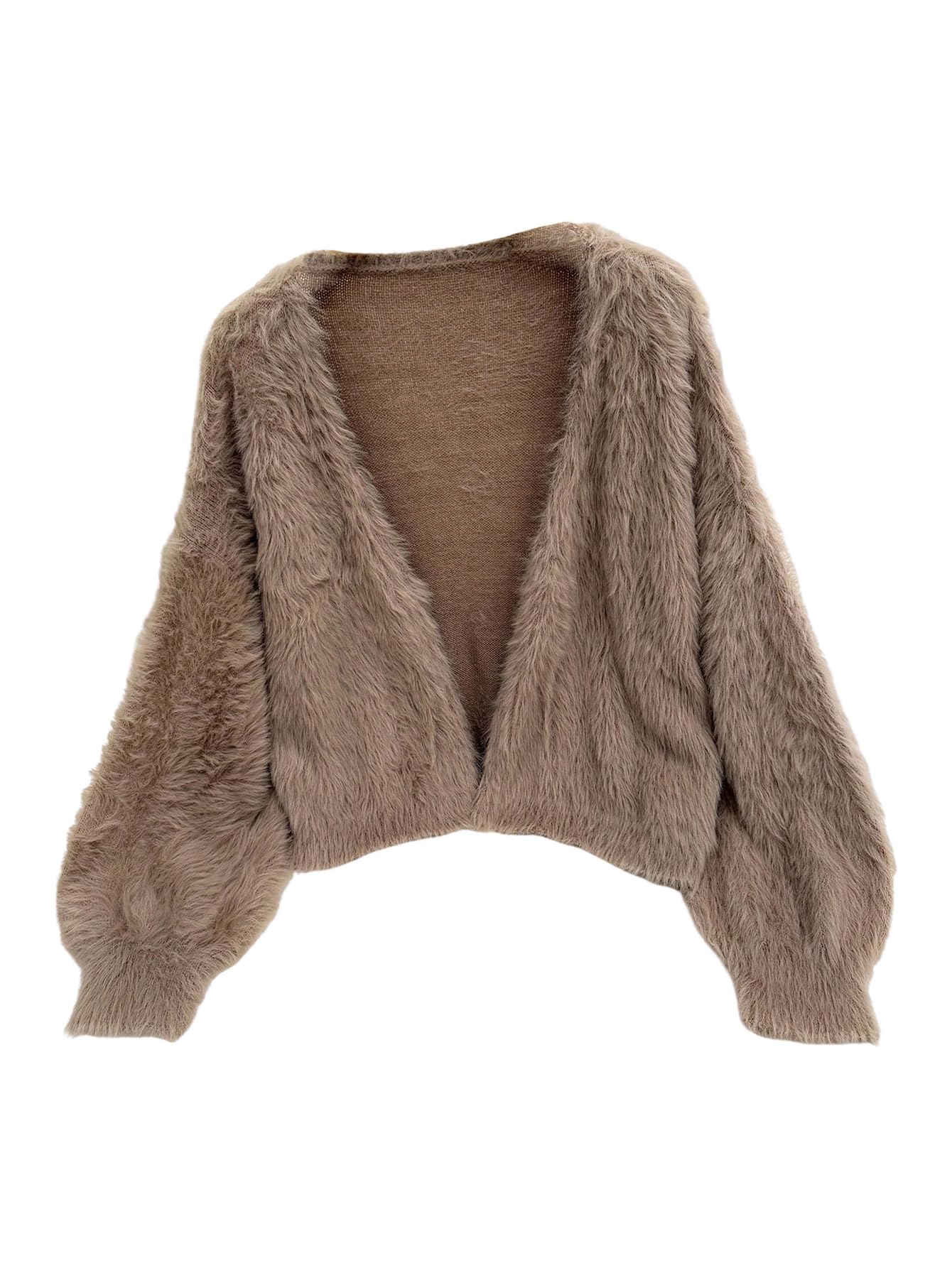MakeMeChic Womens Plus Size Fuzzy Cardigan Sweater Faux Fur Long Sleeve Knitted Outerwear