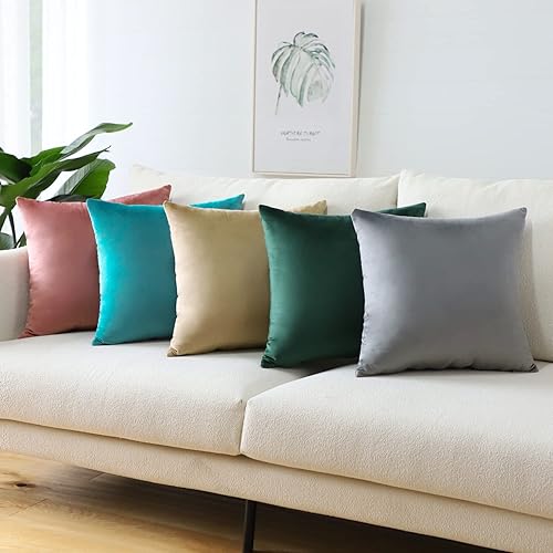 Miniatura 7 de Artscope Fundas de Almohada de Terciopelo de Lujo Súper Suaves Decorativas Cuadradas Fundas de Cojín para Sofá Sillón Dormitorio Decoración de