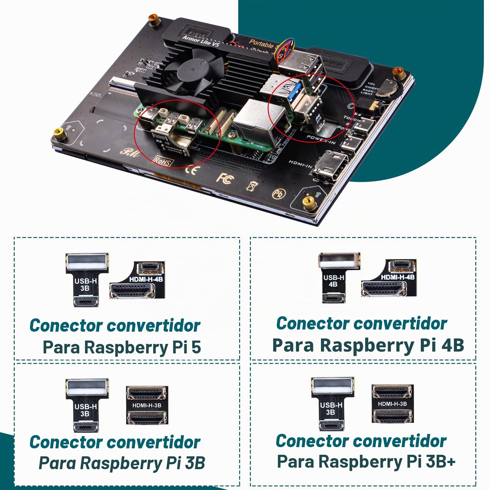 GeeekPi Pantalla Táctil Capacitiva de 7 Pulgadas para Raspberry Pi, Monitor HDMI IPS 1024X600 con Altavoz Dual, Compatible con Raspberry Pi 5/4B/3B+/3B/B+, con Orificios de Montaje