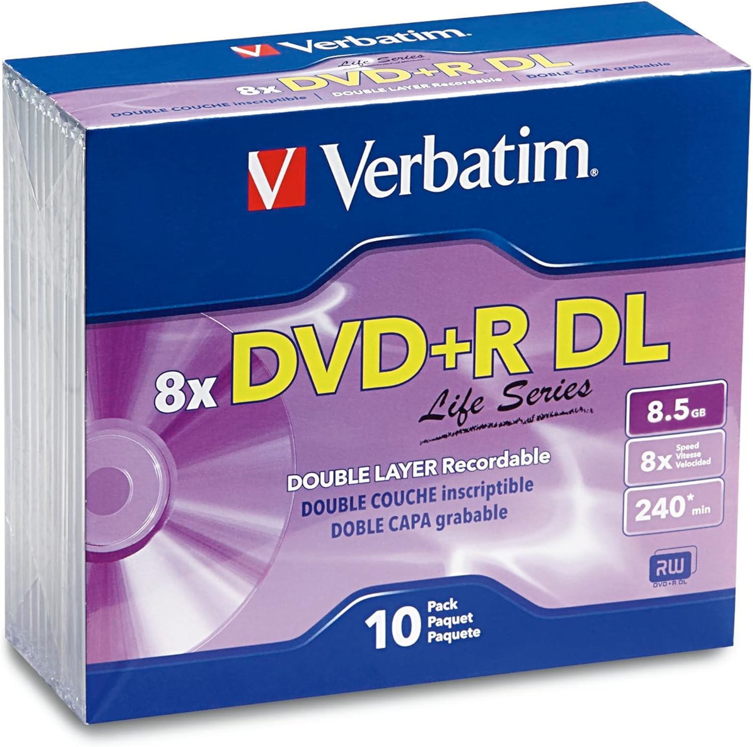Verbatim® Life Series DVD+R DL Disc Slim Case, Pack of 10