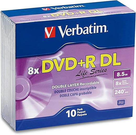 Verbatim Life Series DVD+R DL Disc Slim Case, Pack of 10