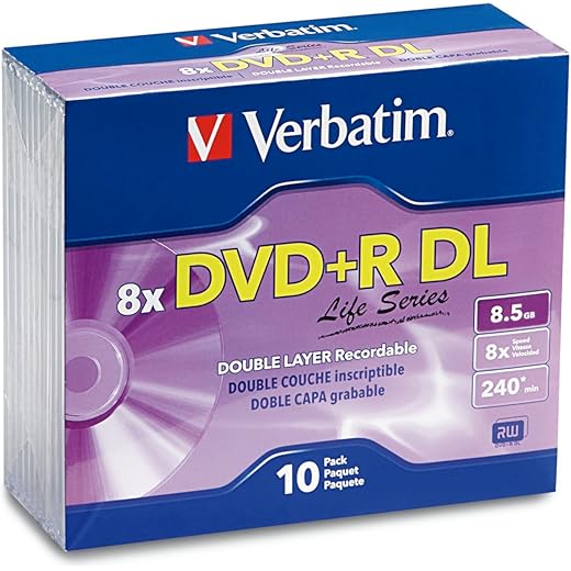 Verbatim Life Series DVD+R DL Disc Slim Case Pack of 10