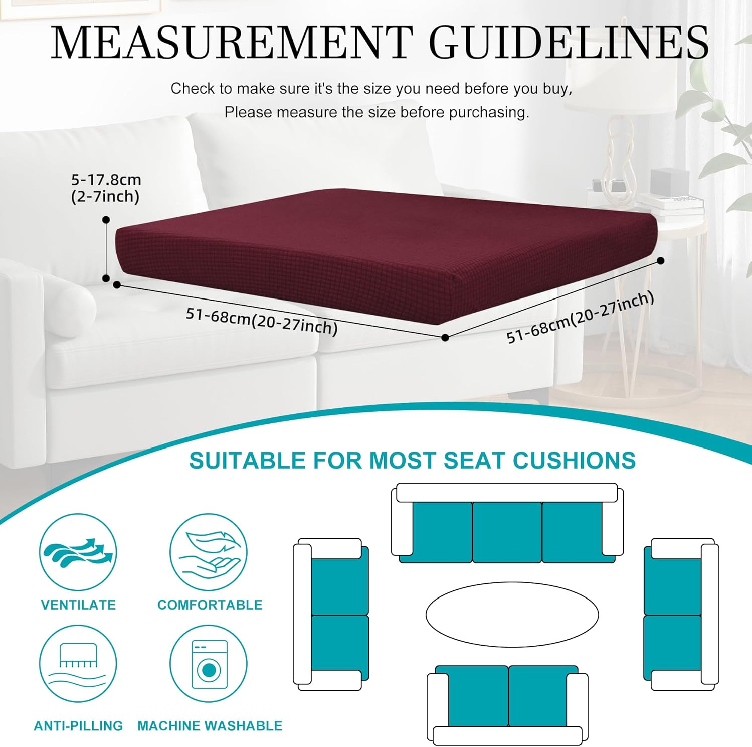 12pcs stretch patio cushion covers,outdoor couch covers replacement,outdoor couch & sofa slipcovers,for patio furniture cushion covers,washable reusable furniture protector (wine red,cover only) 12pcs jacquard check wine red