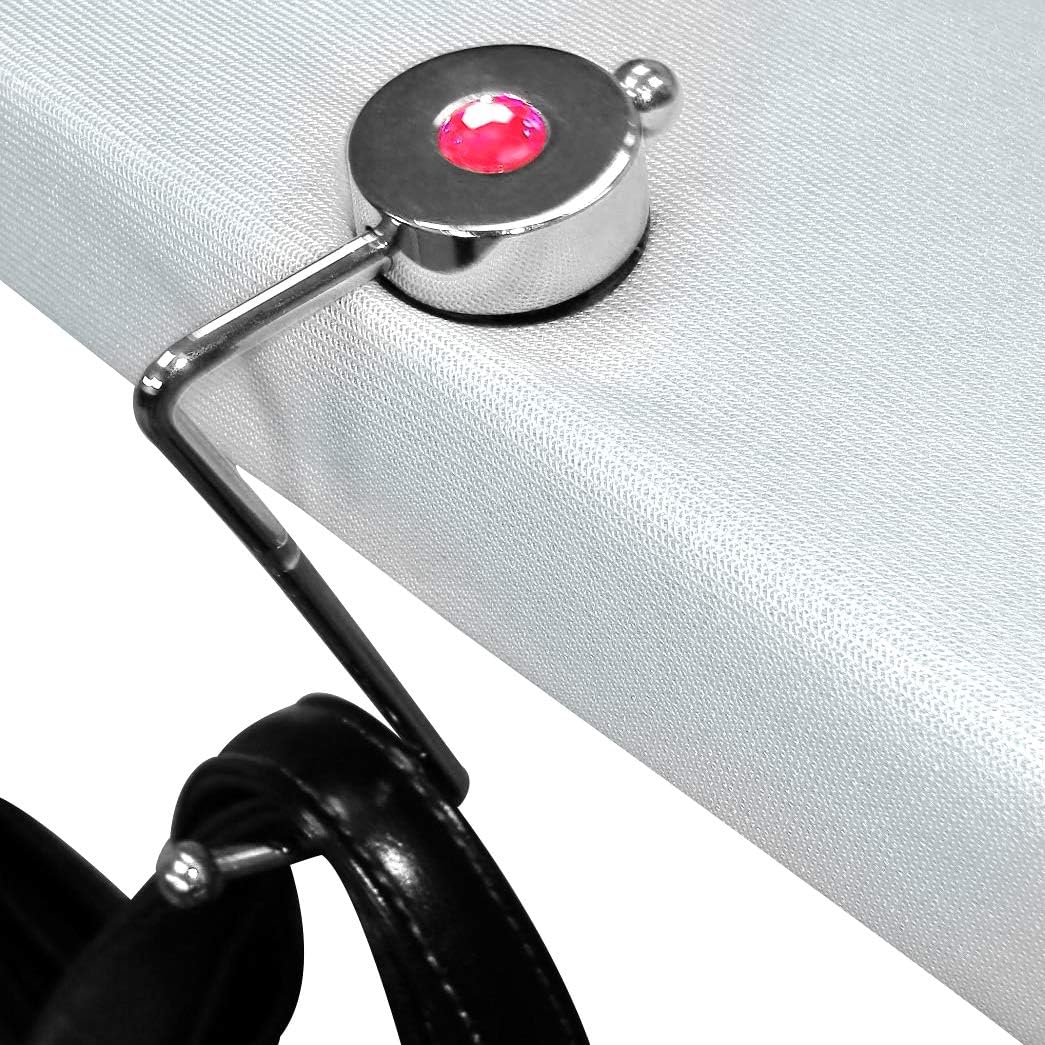 Purse Hook for Table – Foldable Handbag Hanger with Z-Swivel Design & Pink Crystal Accent for Women, Professionals & Travelers