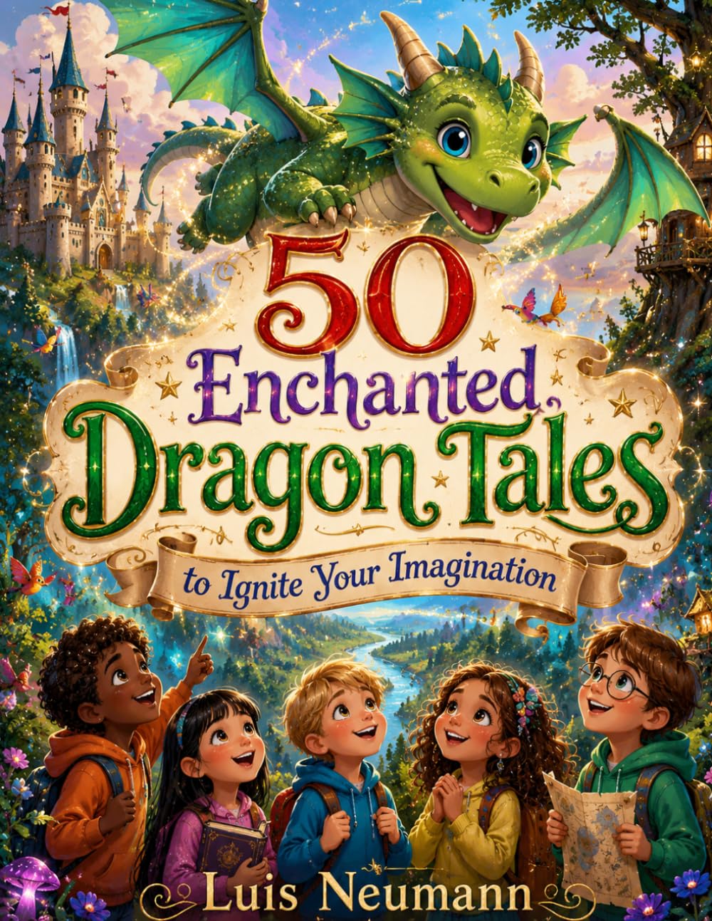 50 Enchanted Dragon Tales to Ignite Your Imagination: A Magical Coloring Book for Kids, Ages 4-8 (WonderTales Coloring Adventures)